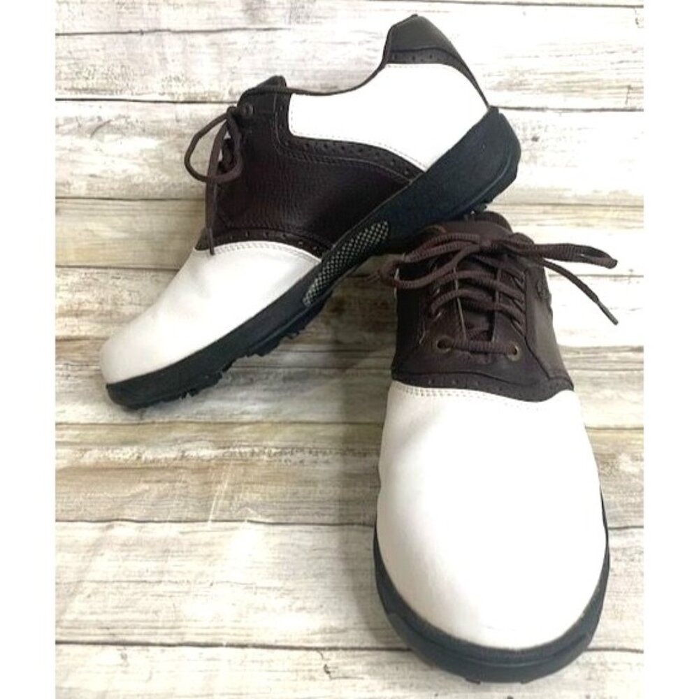 Walter Hagen Men's‎ Leather Golf Shoes White & Brown 9.5W